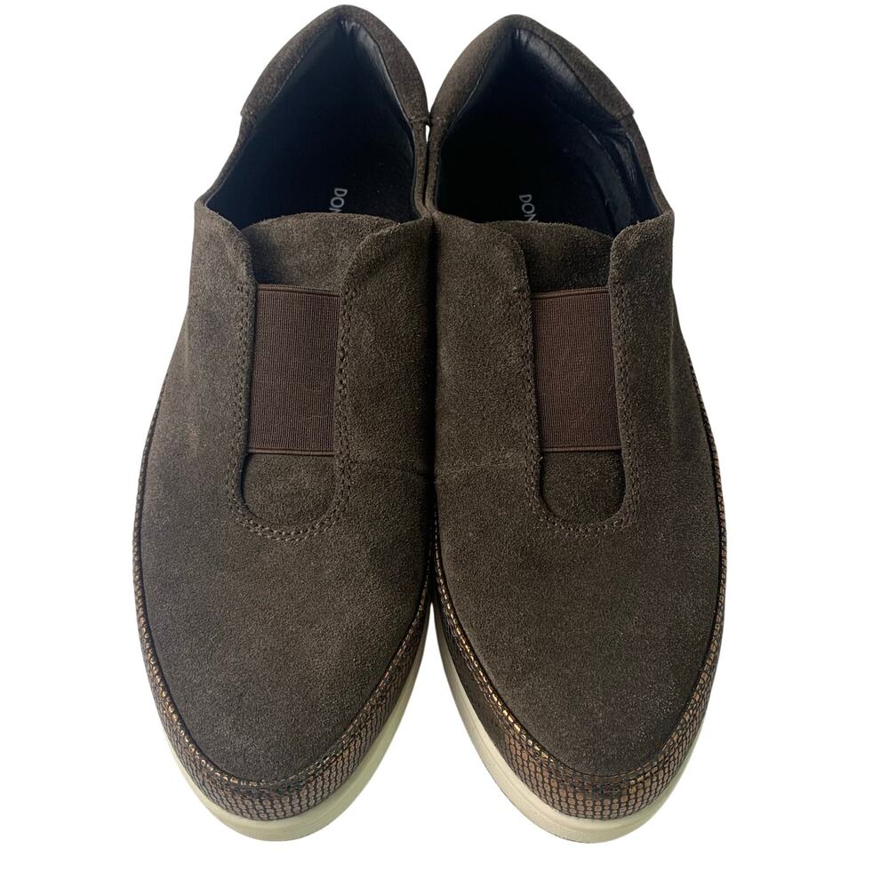 Donald Pliner Meda Suede Leather Stretch Platform Sneakers Brown Size 9M Comfort